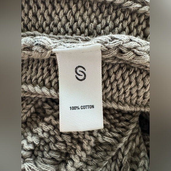 STERLING & STITCH Chunky Cable Knit Fringe Cardigan Sweater Large - Picture 12 of 12